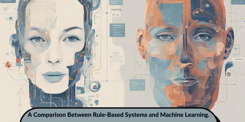 Infographic comparing rule-based systems and machine learning.